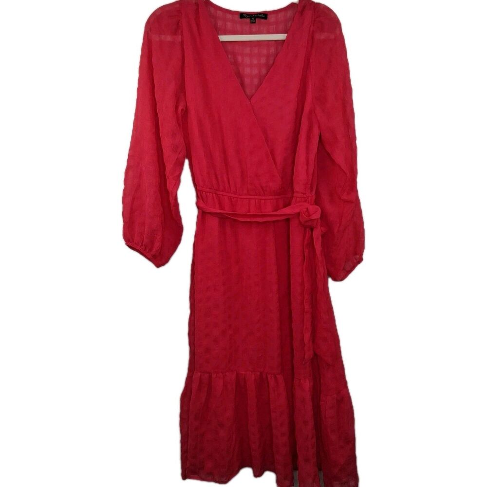 Ryan Michelle Boho Puff Sleeve Tiered Ruffle Hem Dress Size XL Cottage